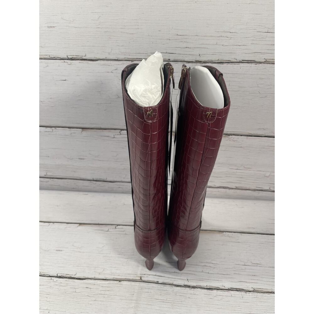Naturalizer Emily Boots Womens Size 8W Cranberry Red Leather Knee High Stiletto - Picture 8 of 16